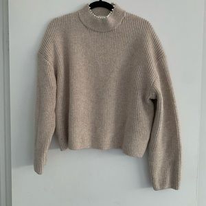 H&M mock neck sweater with pearl detail